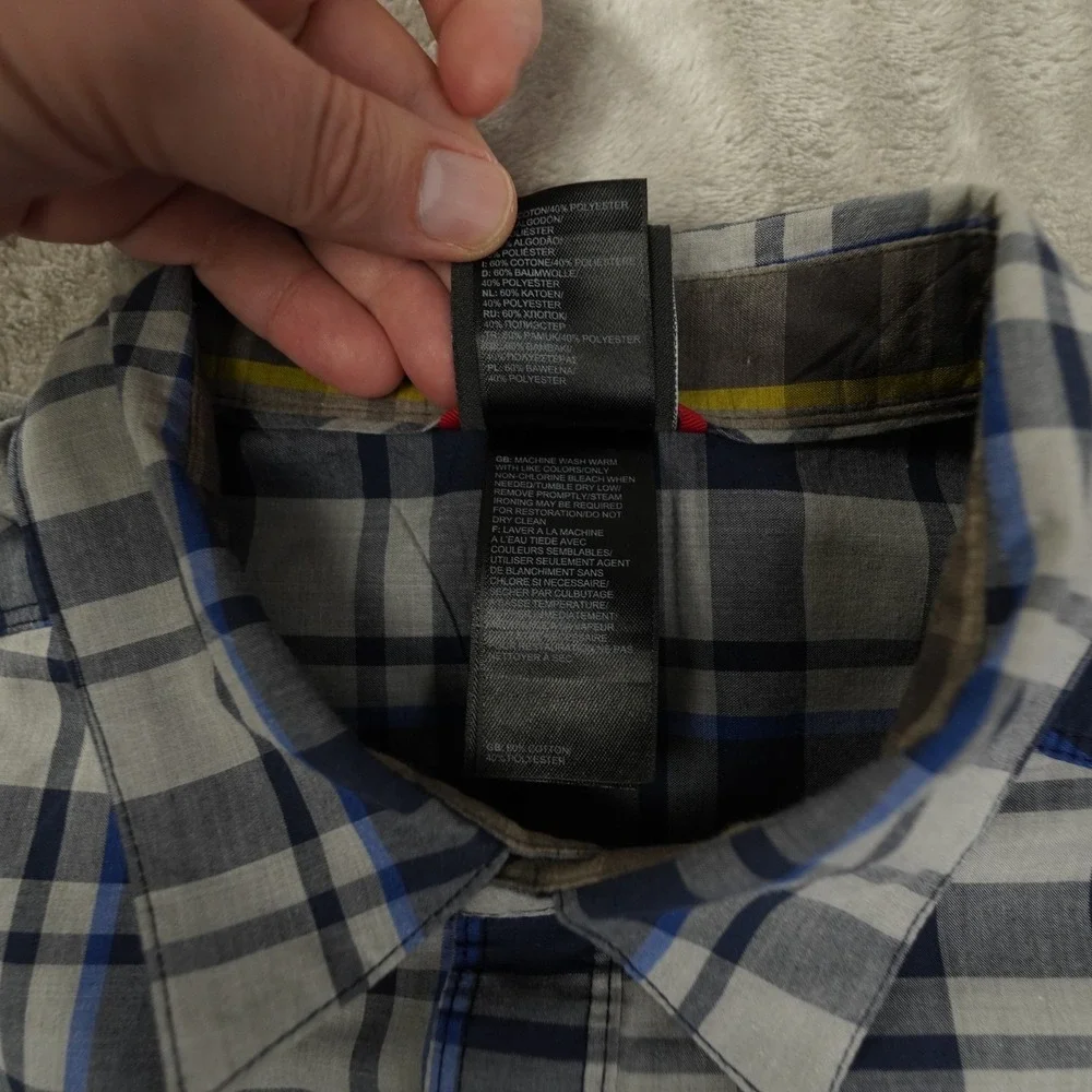 The North Face Button Up Shirt Men's Medium Grey‎ Plaid Outdoor Gorpcore